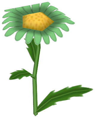 Crazy Daisy, a green flower in Toontown Rewritten