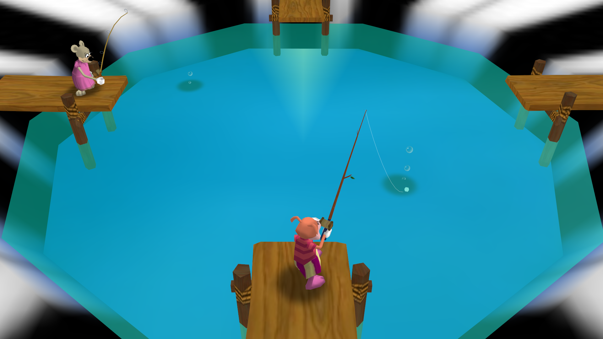 A toon fishing in Toontown Rewritten