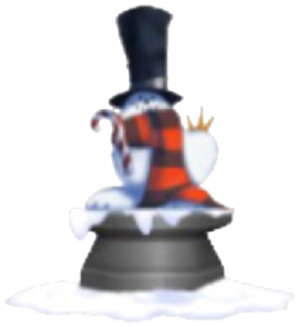 Melting SnowDoodle, a garden statue in Toontown Rewritten