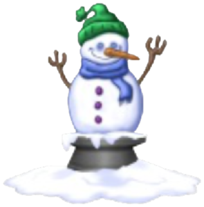 Melting Snowman, a garden statue in Toontown Rewritten